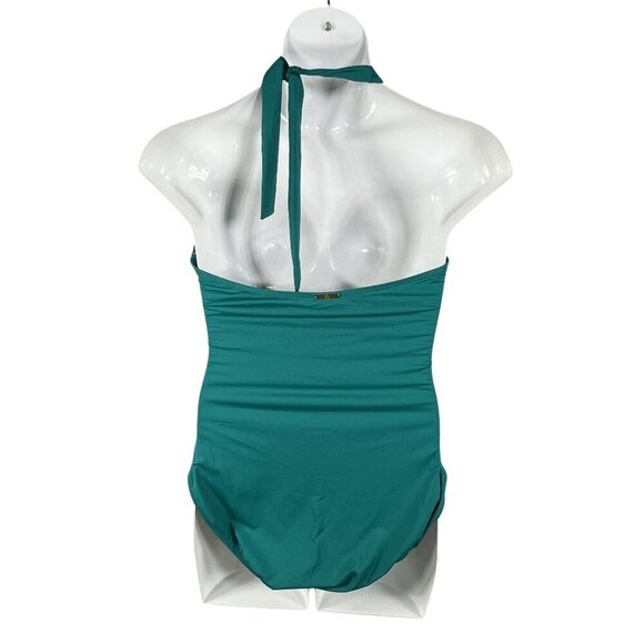 Lauren Ralph Lauren NWT Womens 16 Teal One Piece Halter Swimsuit Slimming Fit - Picture 8 of 14